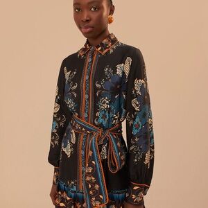 Farm Rio Black Blossom Tapestry Lenzing™ Ecovero™ Viscose Mini Dress US Size M